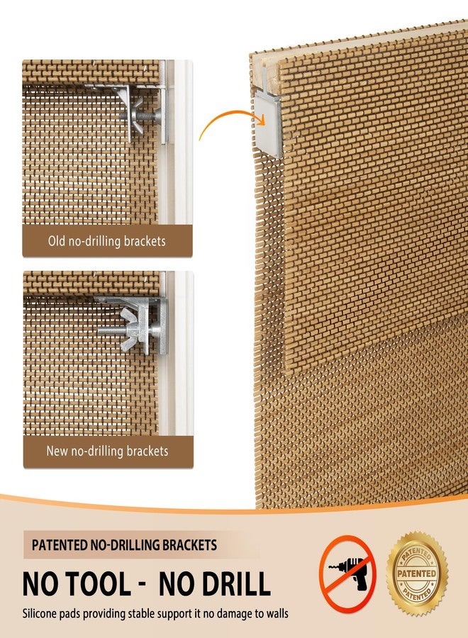 LazBlinds No Tools No Drill Cordless Bamboo Roman Shades, Light Filtering Window Treatment, Roll Up Bamboo Blinds for Windows 33'' W x 64'' H, Acorn - Image 3